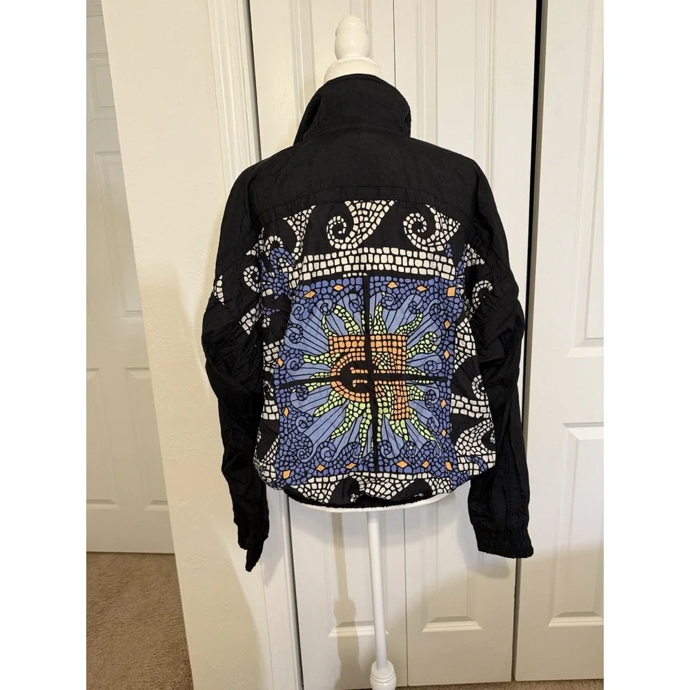 Vintage 80 s Cross Fusion Relaxed Gallery Sport Mosaic Full Zip Windbreaker Sz M